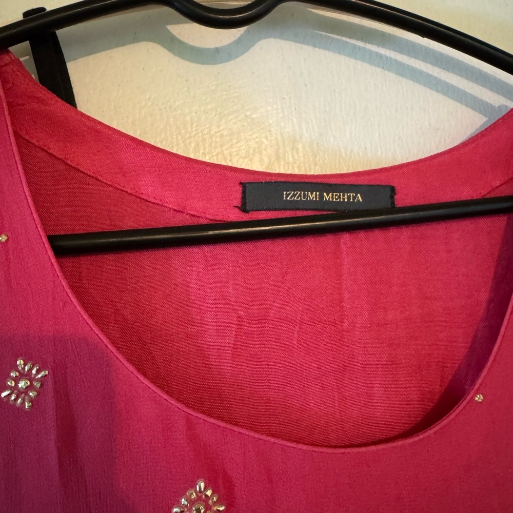 Izzumi Mehta Indian couture pink/gold Medium midi long sleeved dress - Picture 13 of 14